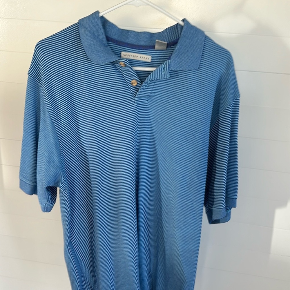 Men's Geoffrey Bean, collared shirt, size large, blue and light blue striped